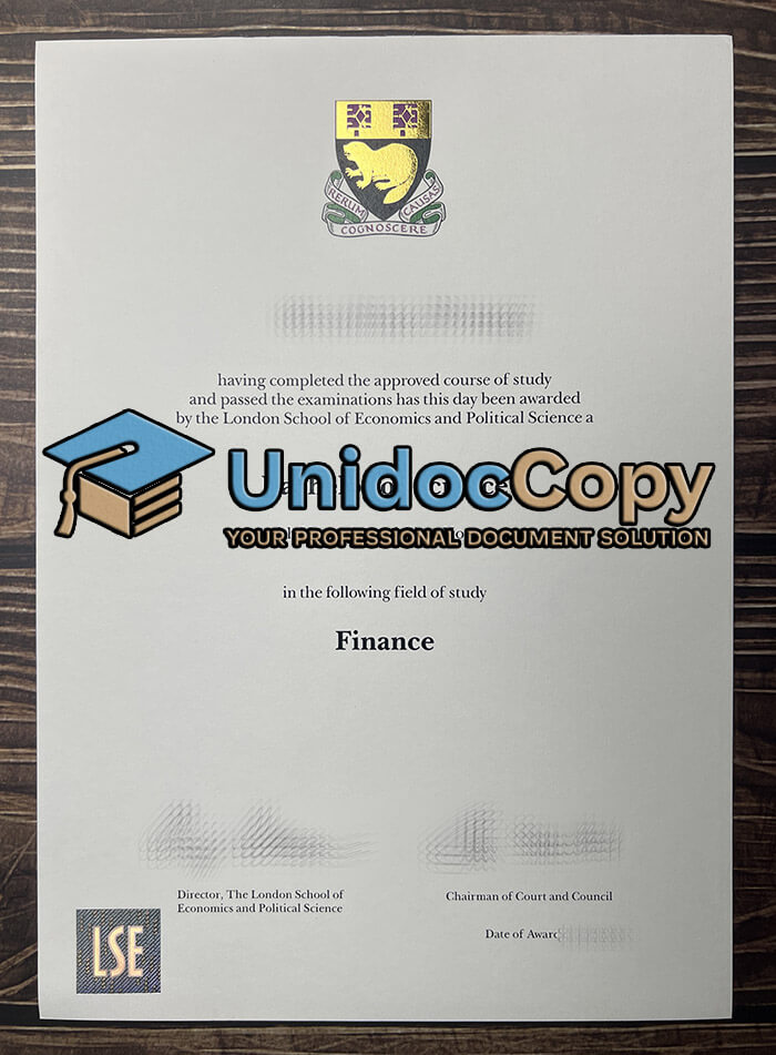London School of Economics certificate