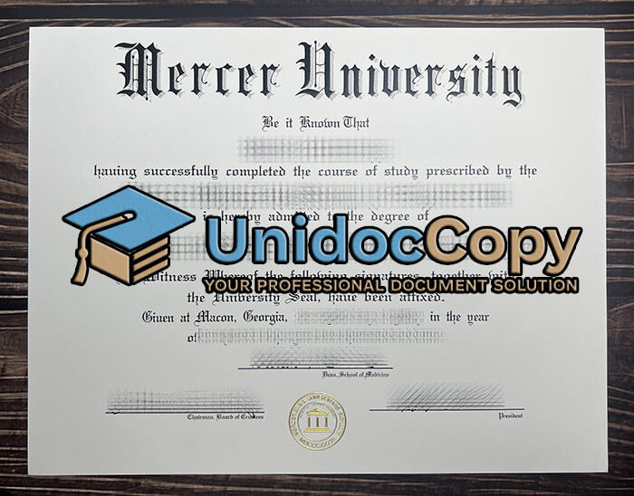 Mercer University diploma