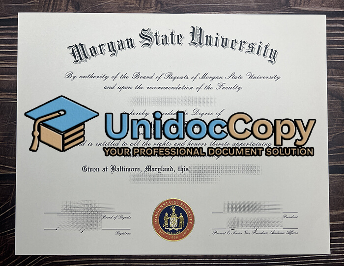Morgan State University diploma