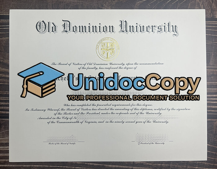 Old Dominion University diploma
