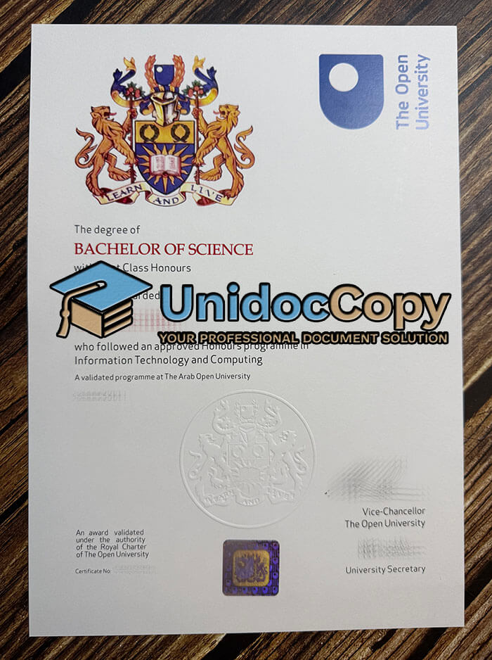 Open University certificate