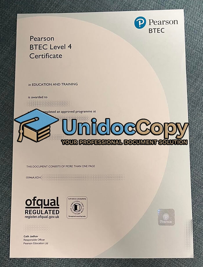 Pearson BTEC Level 4 diploma