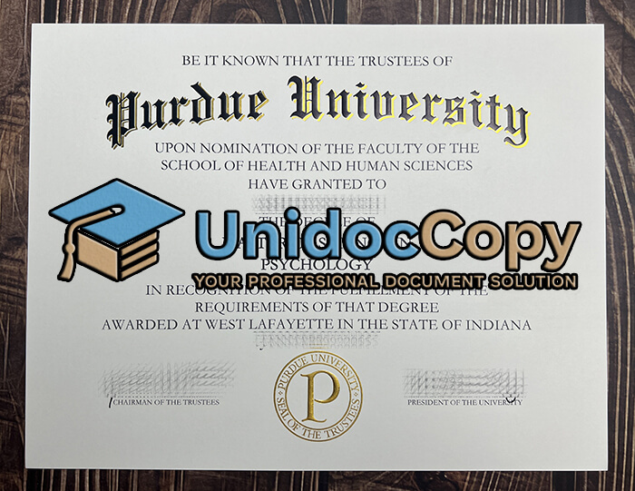 Purdue University diploma