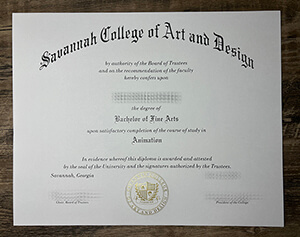 Savannah College of Art and Design certificate