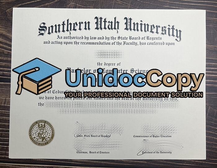 Southern Utah University certificate