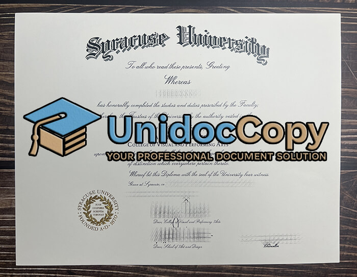 Syracuse University certificate