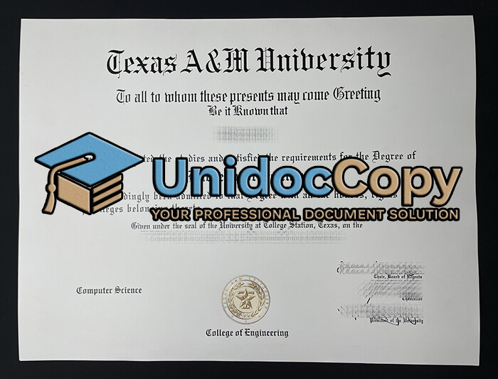 Texas A&M University diploma