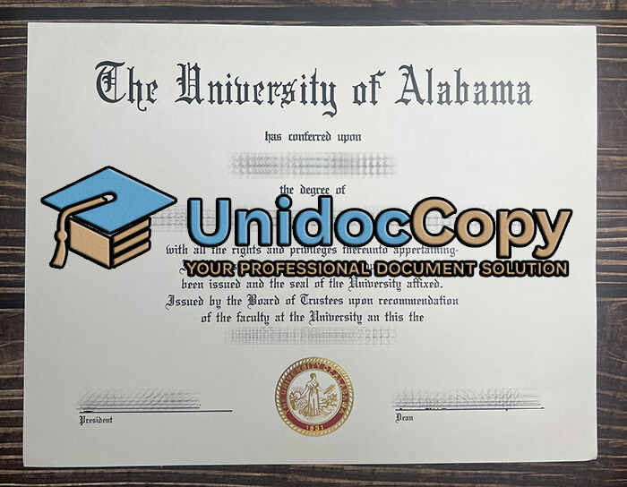 University of Alabama certificate