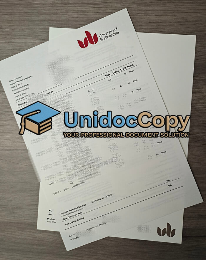University of Bedfordshire transcript