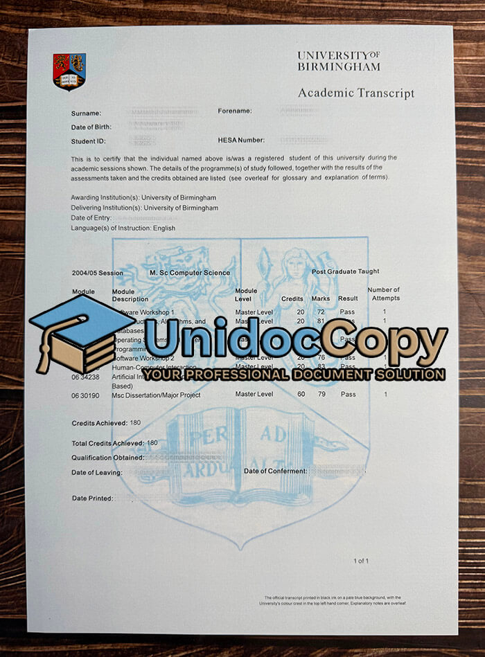University of Birmingham transcript