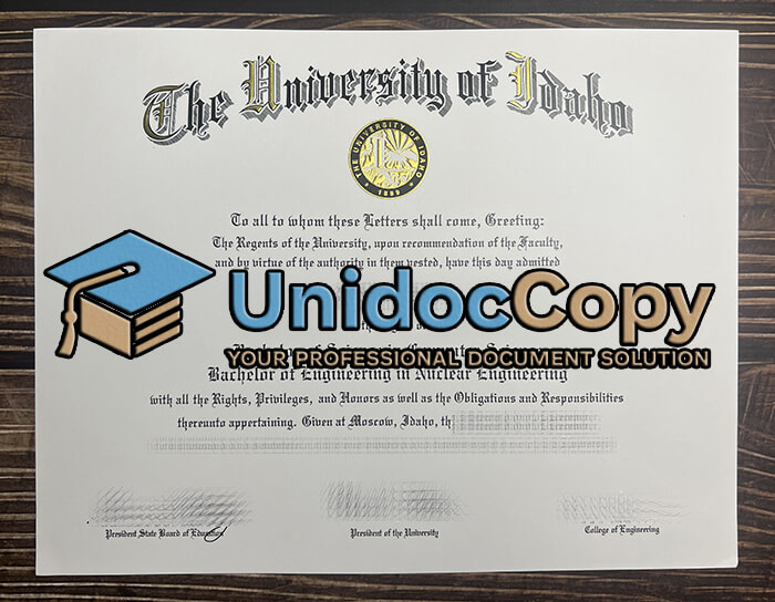 University of Idaho certificate