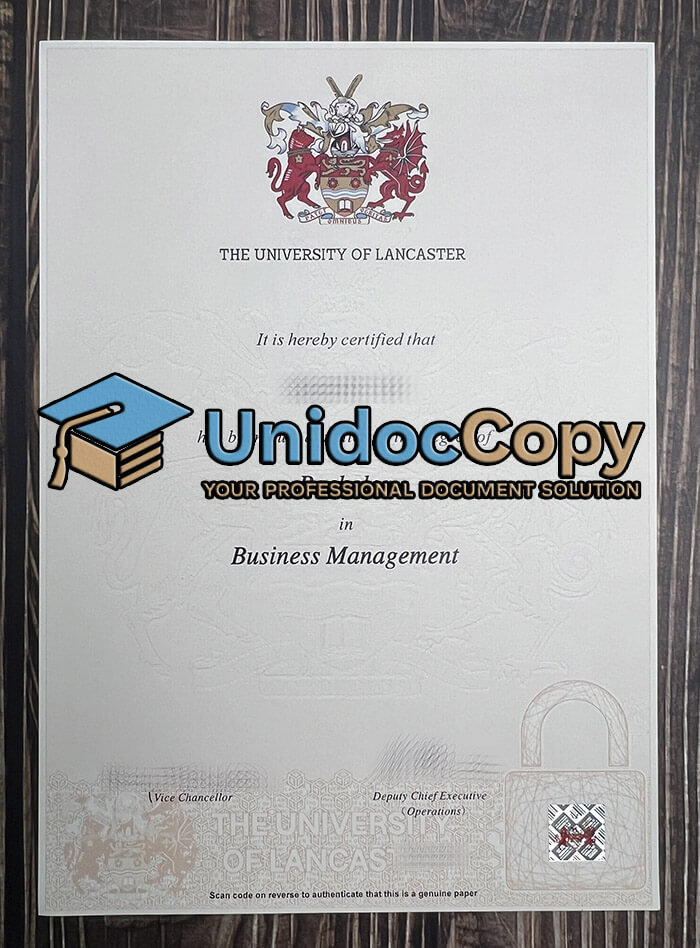 University of Lancaster certificate