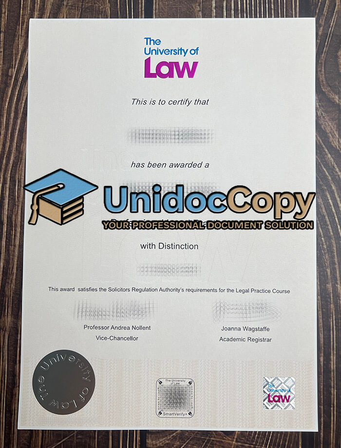 University of Law certificate