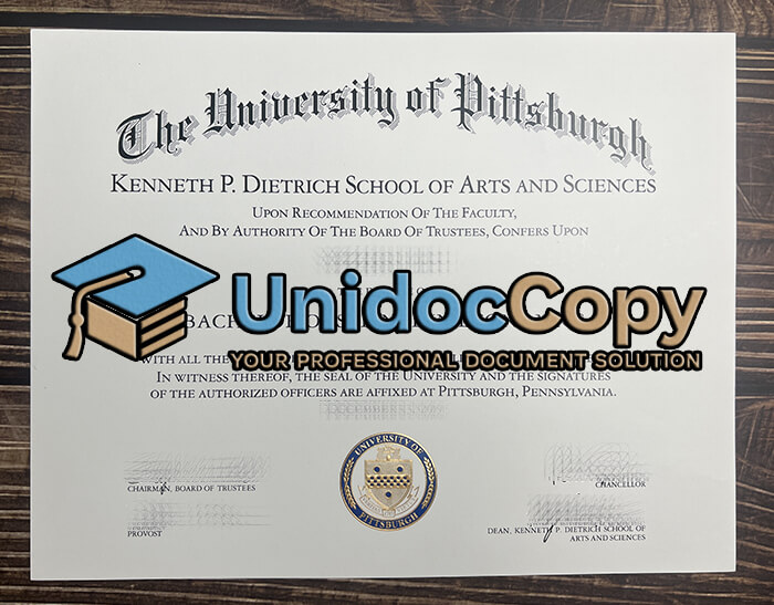 University of Pittsburgh certificate