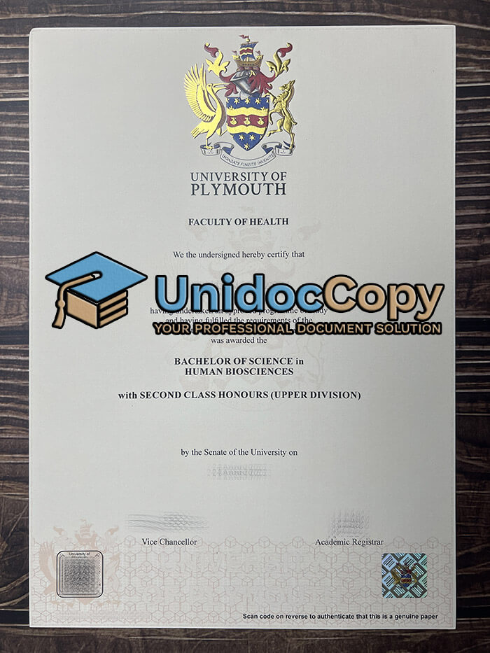 University of Plymouth degree