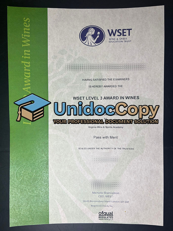 WSET Level 3 certificate