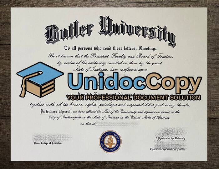 Butler University certificate