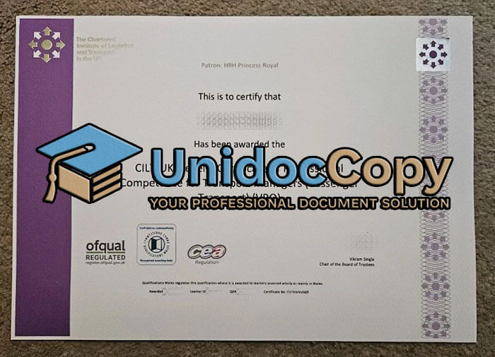 CILT UK certificate