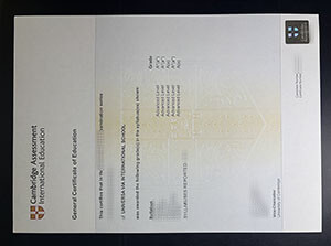 Cambridge Assessment GCE certificate