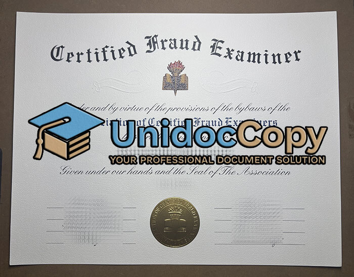 Certified Fraud Examiner certificate