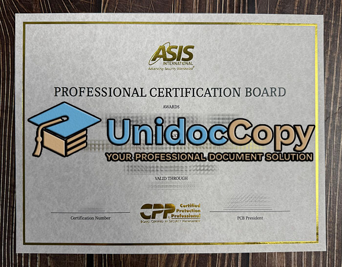 Certified Protection Professional certificate