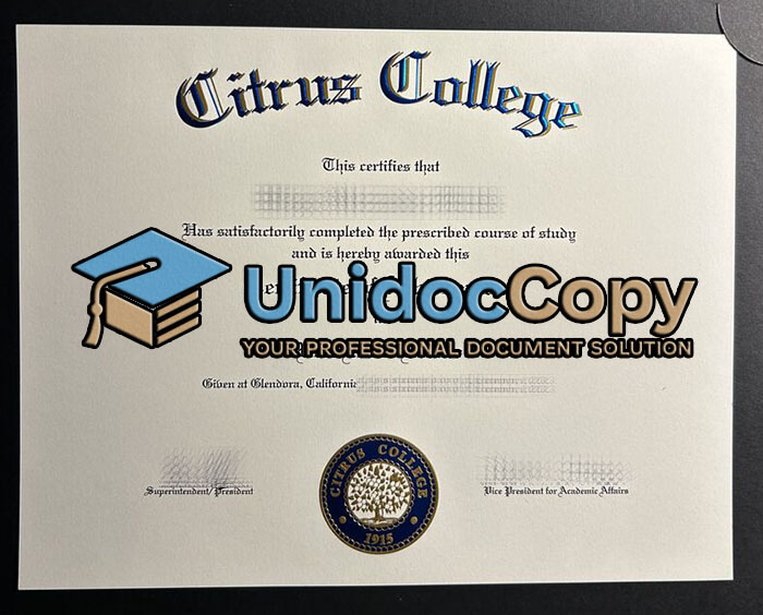 Citrus College diploma