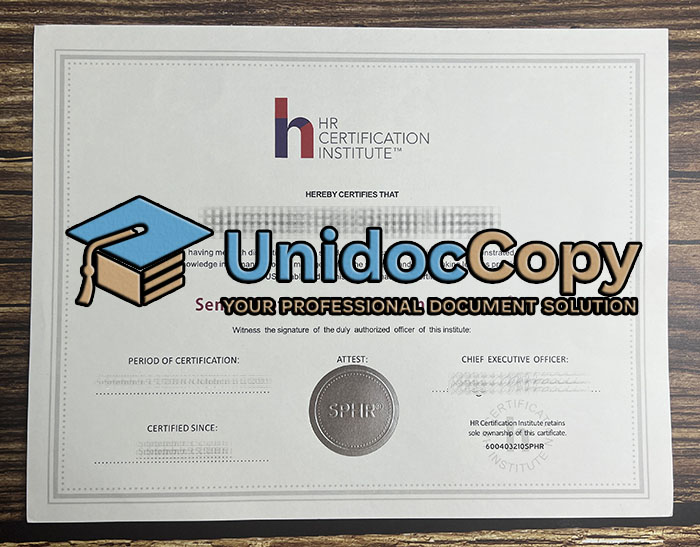 HR CERTIFICATION INSTITUTE certificate