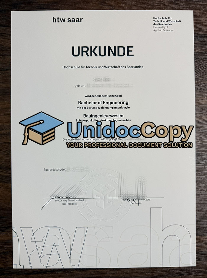 HTW Saar Urkunde