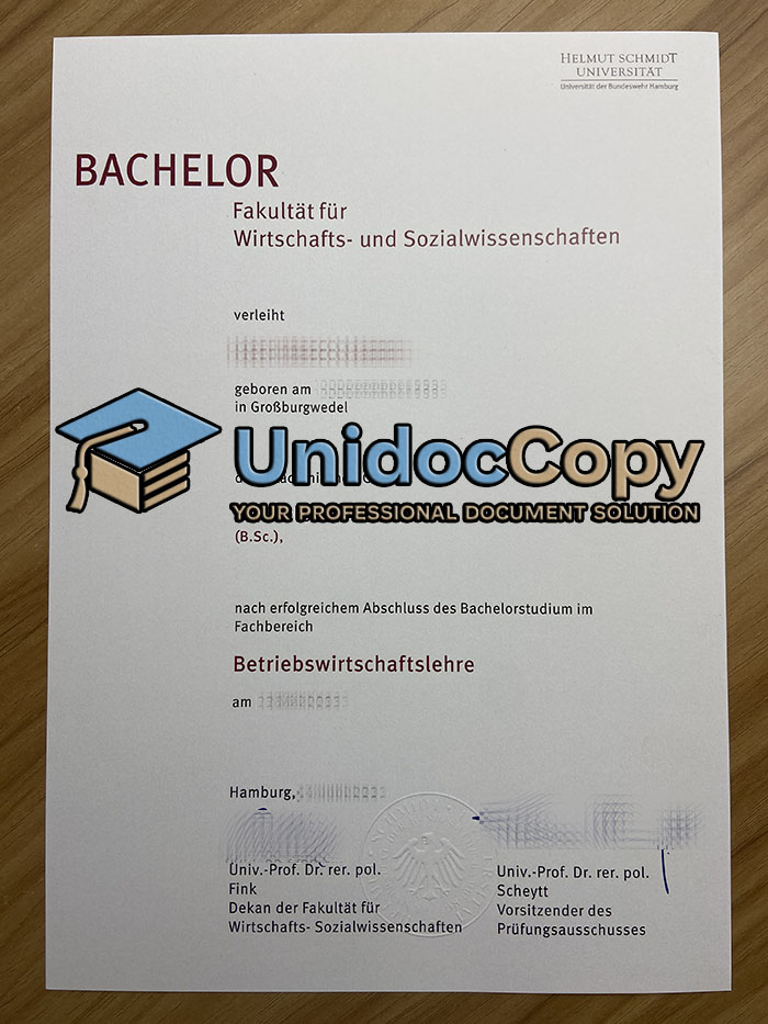 Helmut Schmidt Universität Urkunde