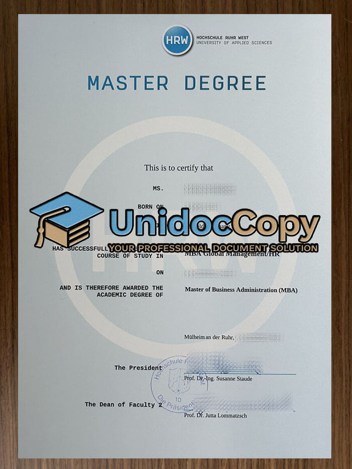 Hochschule Ruhr West degree