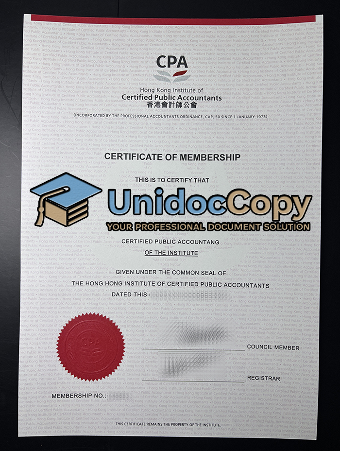 Hong Kong Institute of CPA certificate
