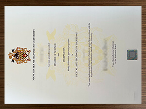 Manchester Metropolitan University certificate