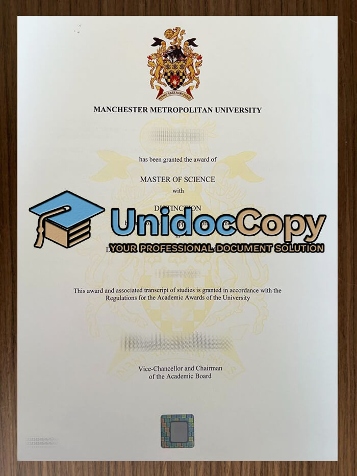 Manchester Metropolitan University diploma