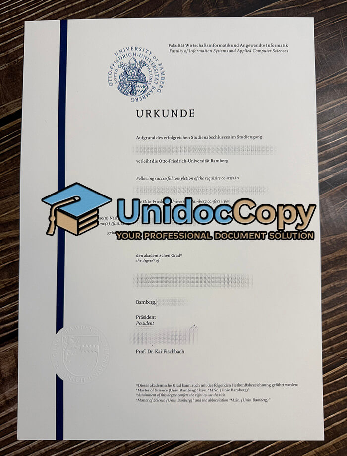 Otto Friedrich-Universität Bamberg Urkunde