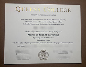 Queens College certificate