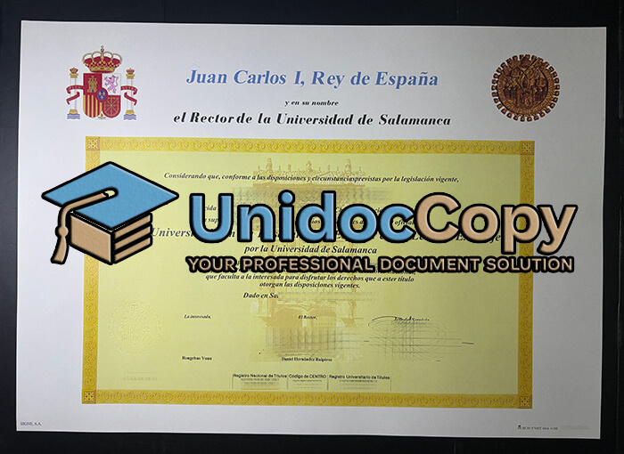 Rector de la Universidad de Salamanca diploma