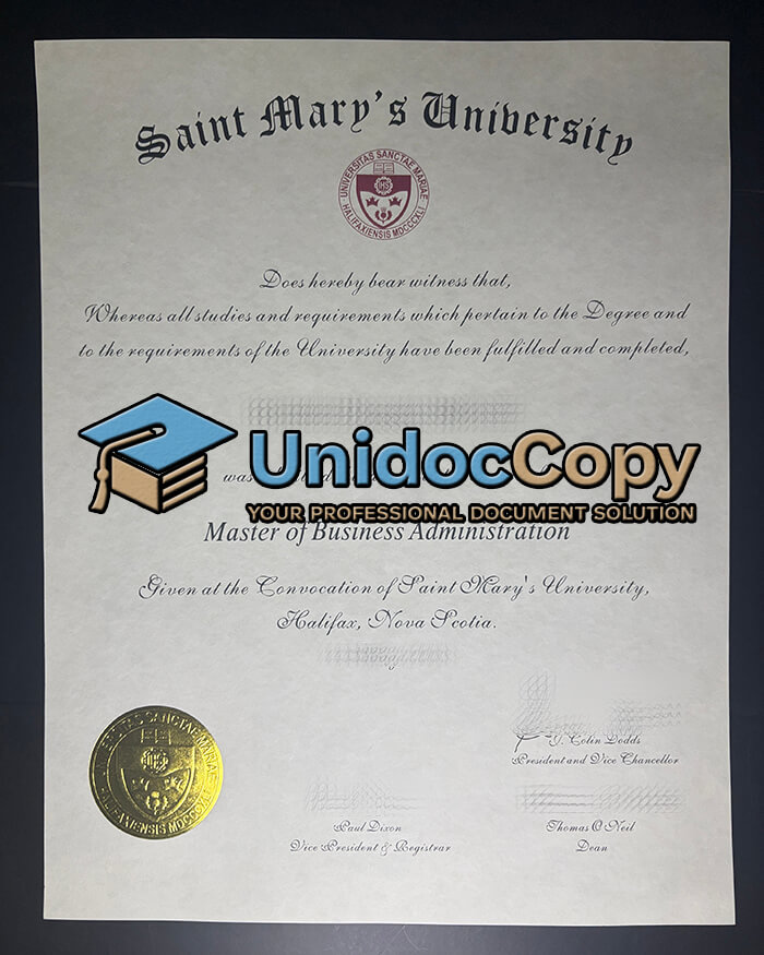 Saint Mary's University diploma