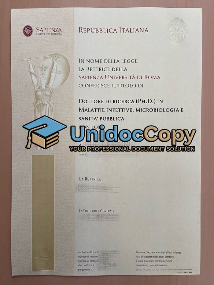 Sapienza Università di Roma certificate