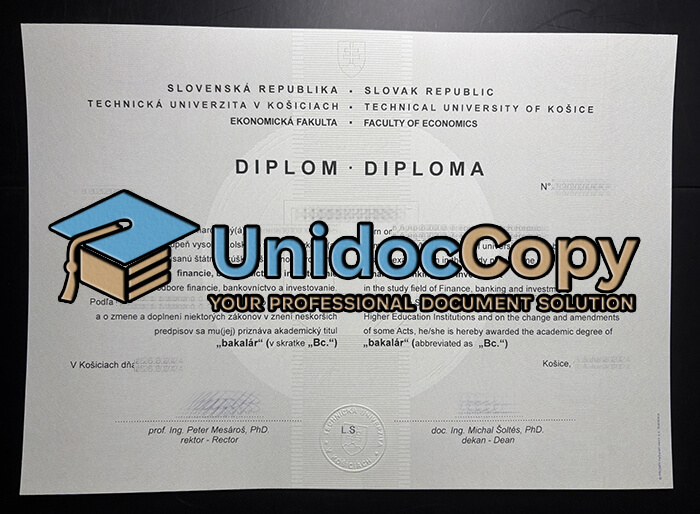 Technical University of Košice diploma