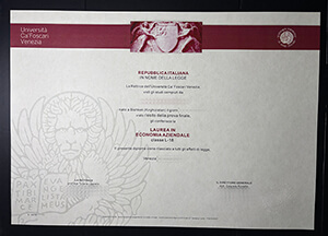 Università Ca' Foscari Venezia certificate
