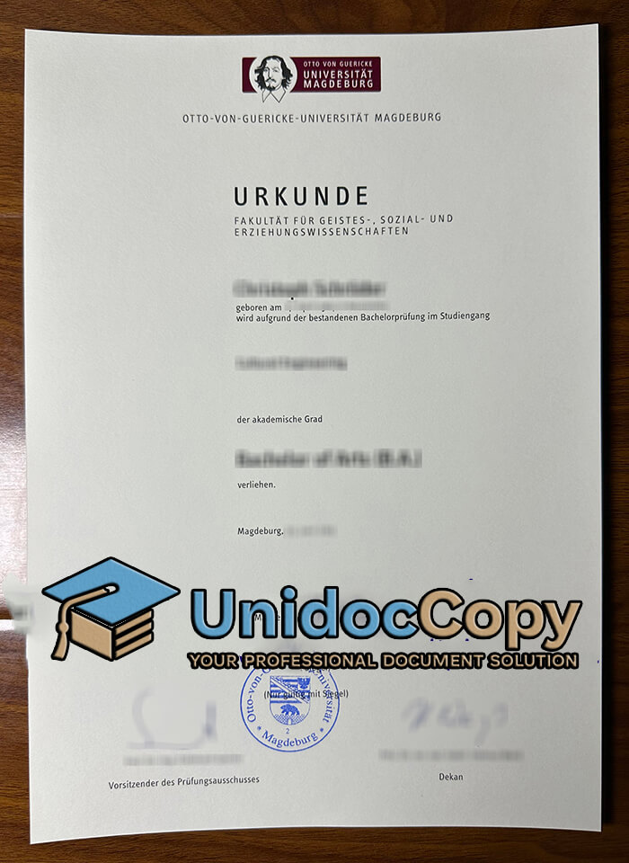 Universität Magdeburg diploma