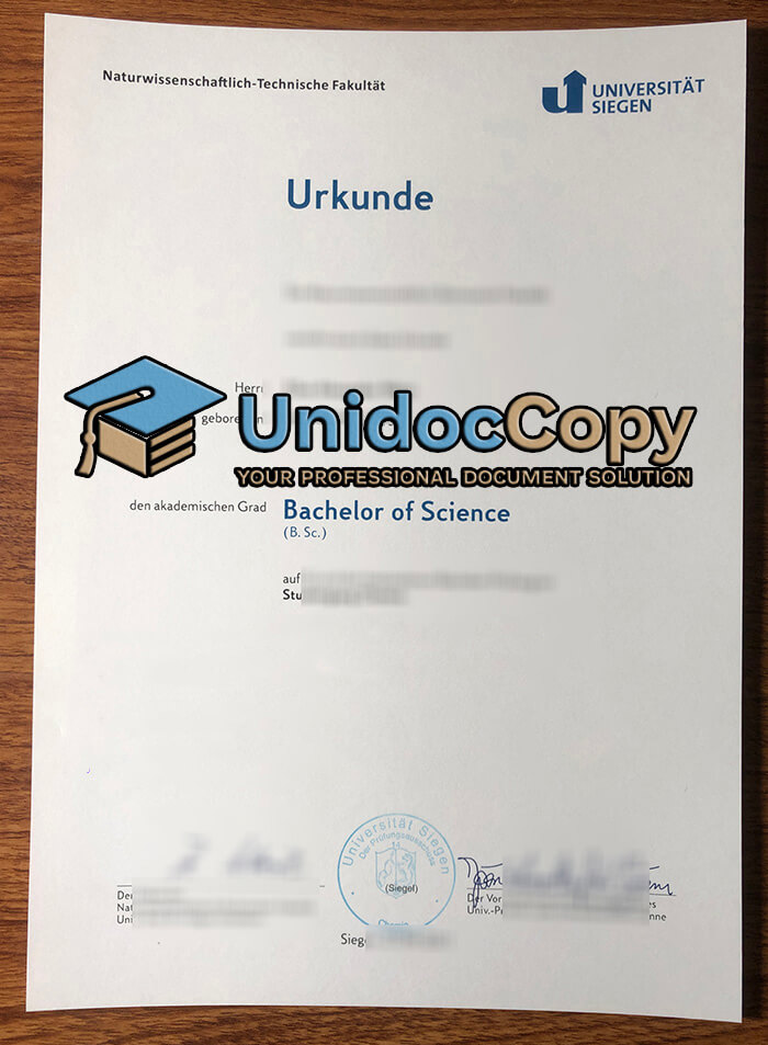 Universitat Siegen Urkunde