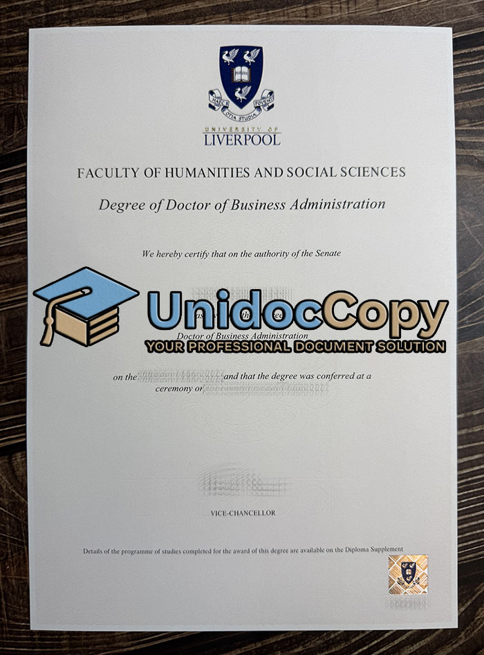 University of Liverpool diploma