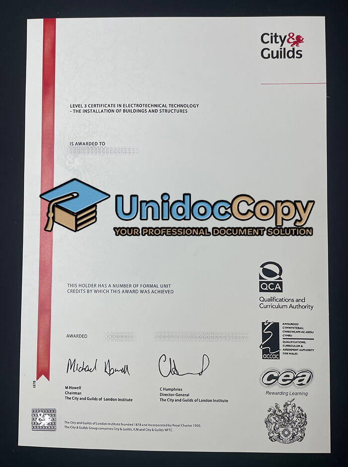 Level 3 Certificate in Electrotechnical Technology certificate