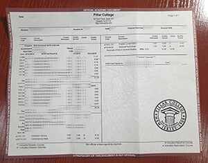 Pillar College transcript