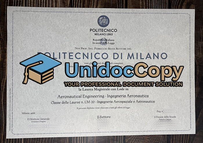 Politecnico Milano certificate