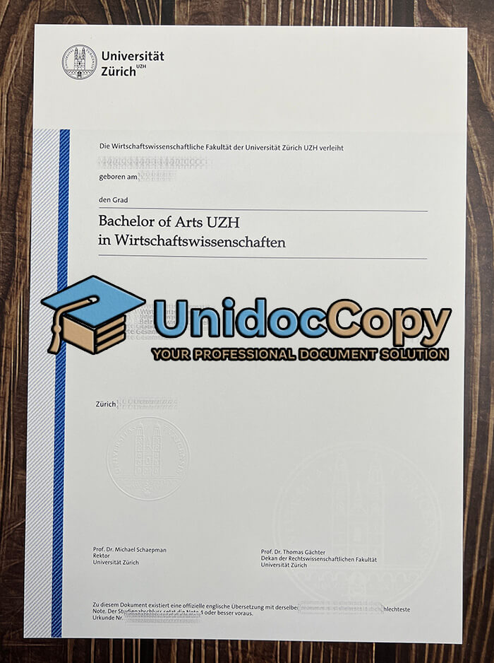 Universität Zürich diploma